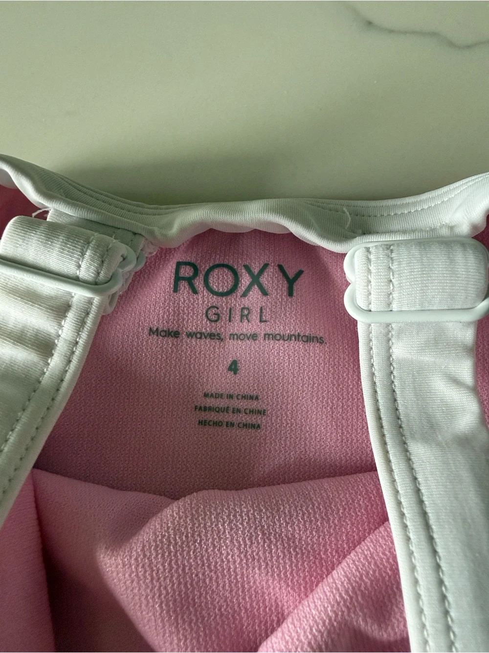 Roxy Kids Floral One-Piece Swimsuit in Pink, Peach and White